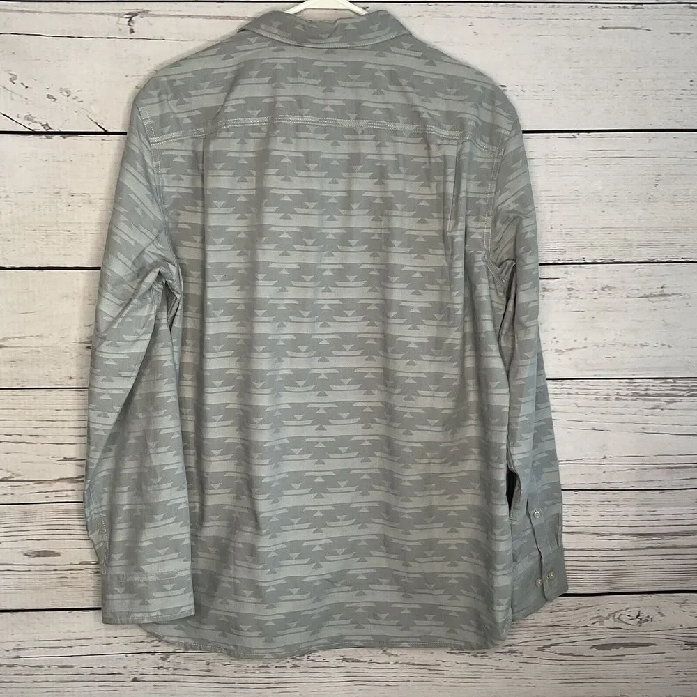 The North Face Long Sleeve Shirt Slate Woven Aztec Retro Button Down Gray Mens L